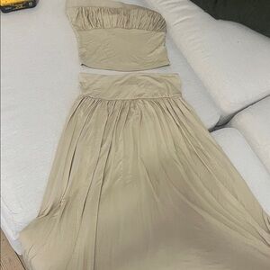 Free People Tan Strapless Maxi Skirt and Bandeau Set